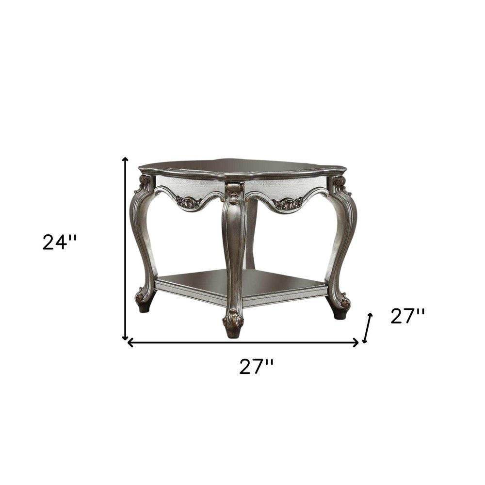 24" Gray Solid Wood End Table With Shelf HomeRoots
