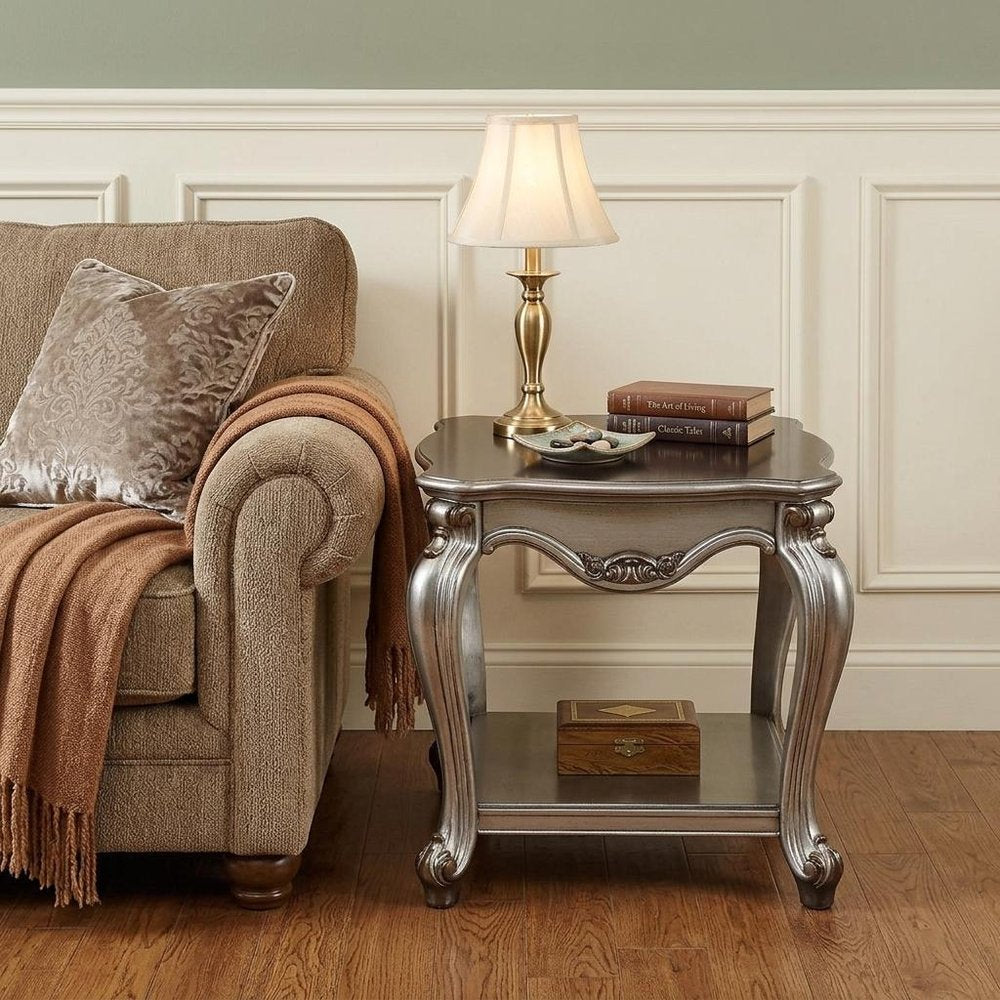 24" Gray Solid Wood End Table With Shelf HomeRoots