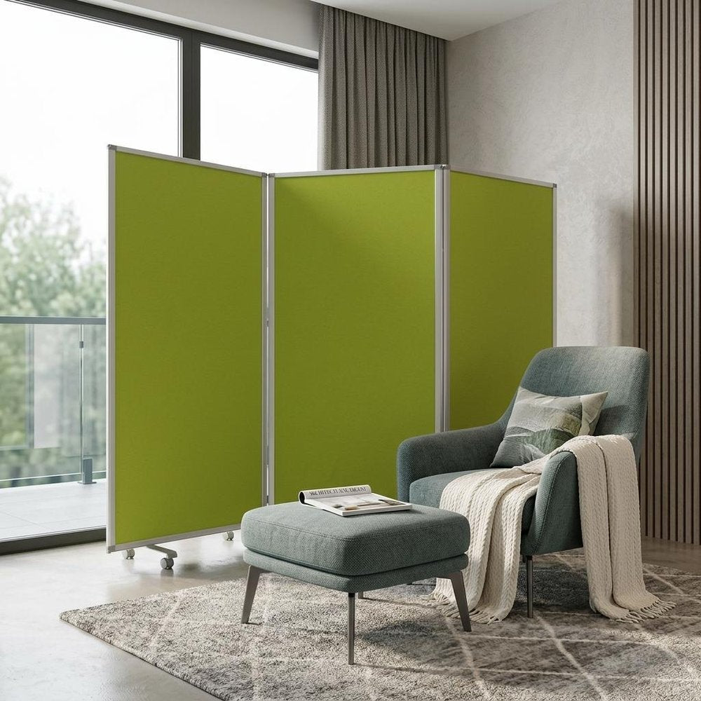 71" Green Iron Folding Three Panel Screen Room Divider HomeRoots