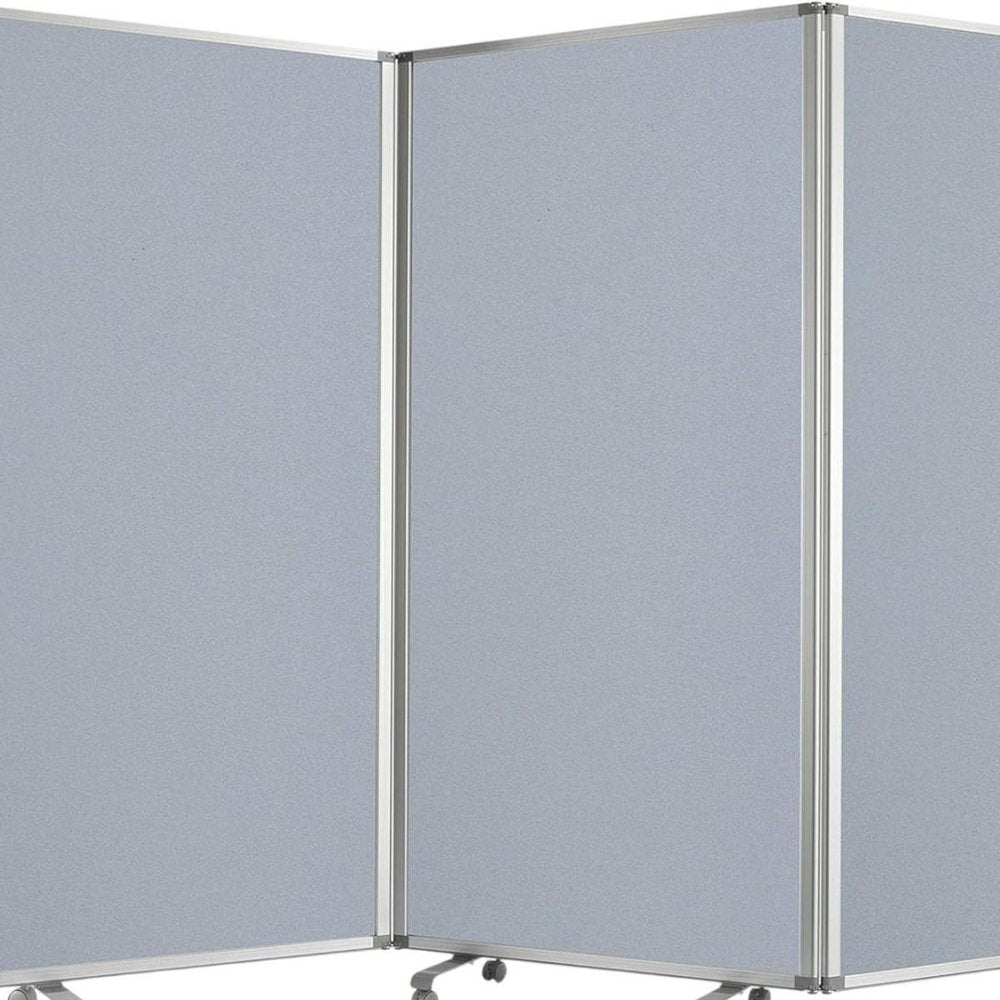 71" Gray Iron Folding Three Panel Screen Room Divider HomeRoots