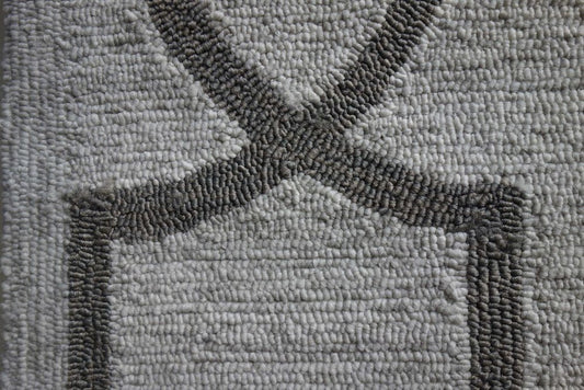 5' X 7' Ivory And Brown Geometric Handmade Indoor Outdoor Area Rug
