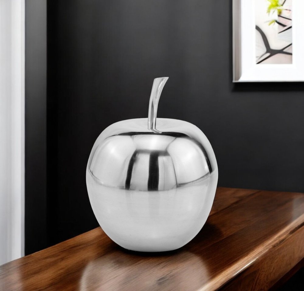 11" Silver Buffed Aluminum Decorative Apple Tabletop Sculpture HomeRoots