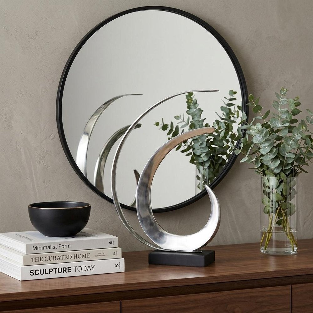 18" Black and Silver Buffed Aluminum Tabletop Sculpture HomeRoots