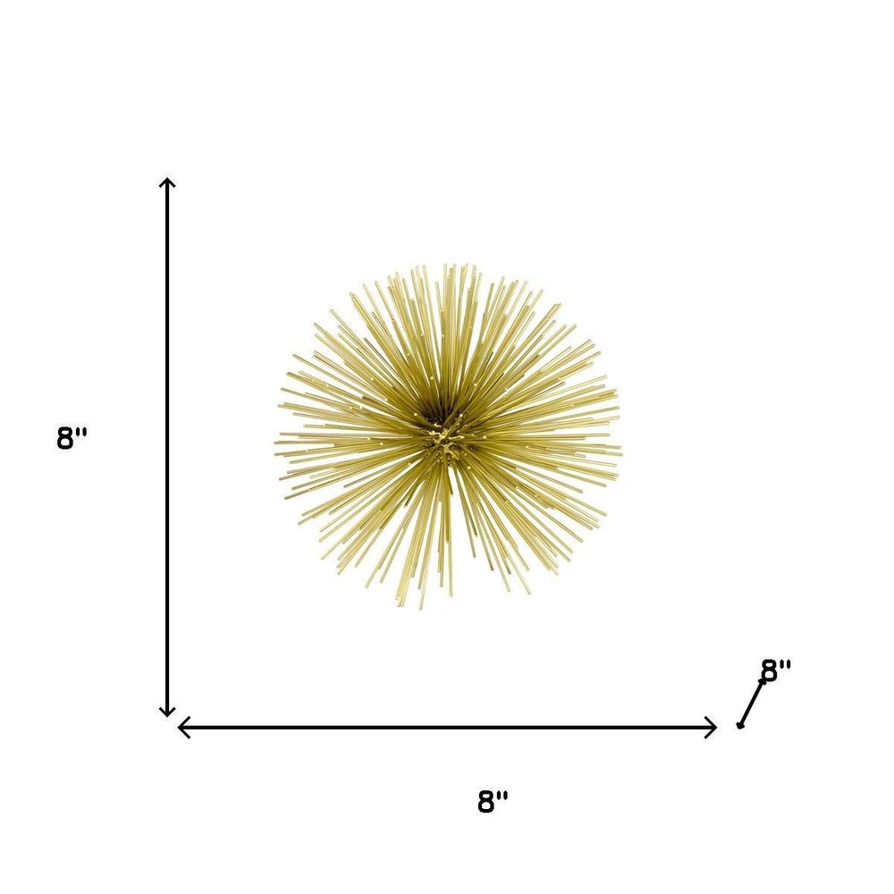 8" Gold Metal Sea Urchin Spiky Sphere HomeRoots
