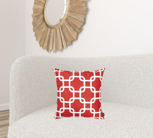 Red Lattice Decorative Throw Pillow Cover FurniFindUSA