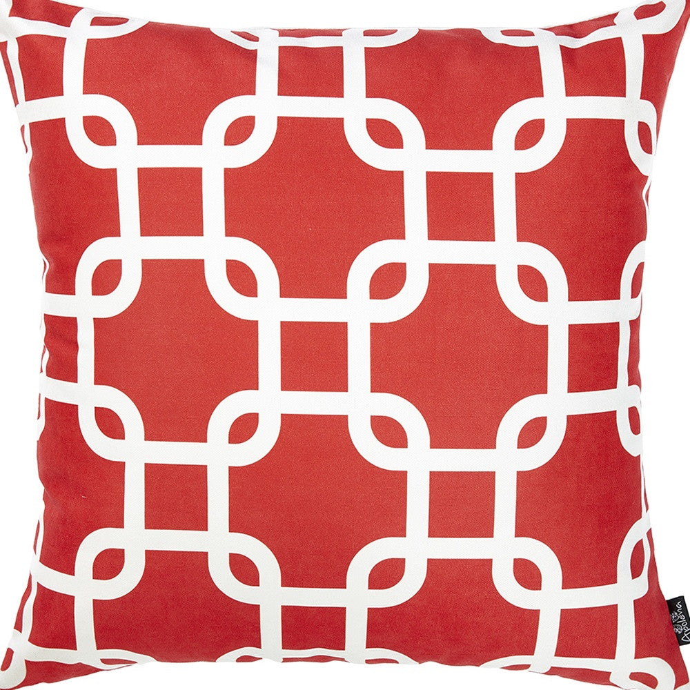 Red Lattice Decorative Throw Pillow Cover FurniFindUSA