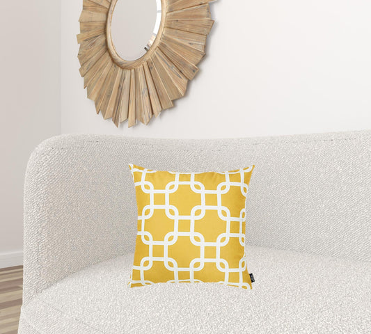 Yellow And White Lattice Decorative Throw Pillow Cover FurniFindUSA