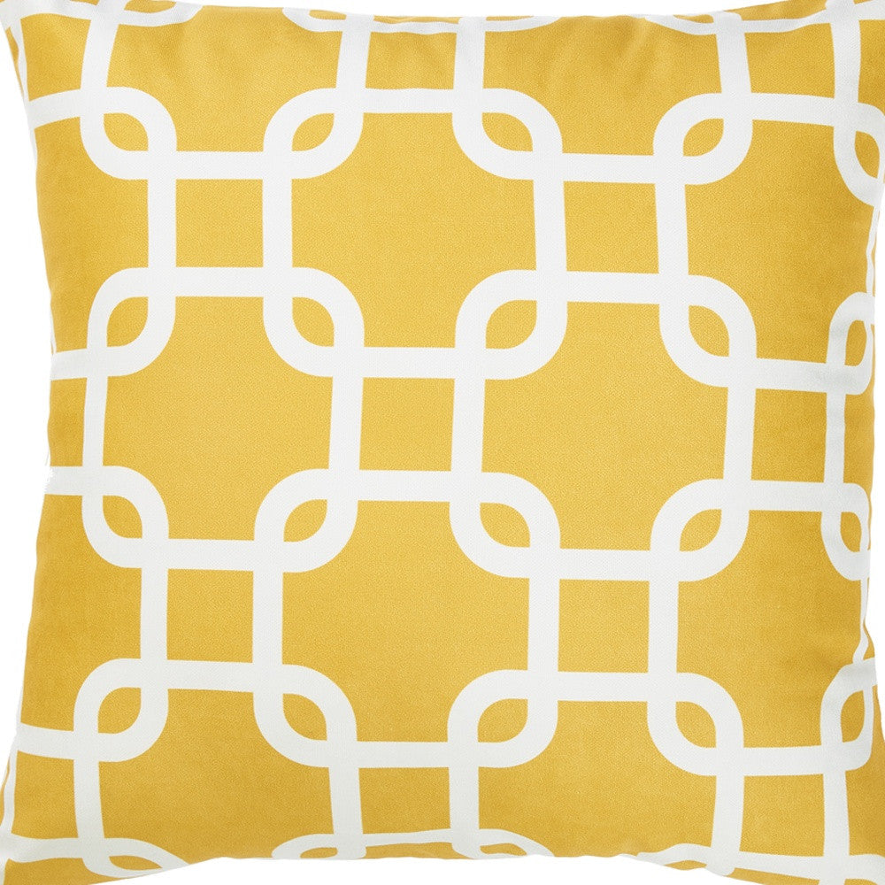 Yellow And White Lattice Decorative Throw Pillow Cover FurniFindUSA