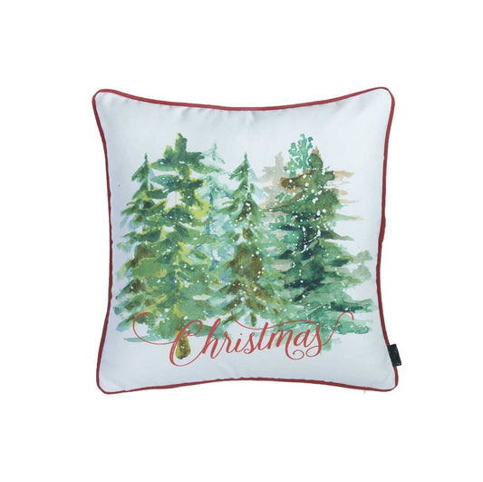 18" Green and White Christmas Tree Throw Pillow Cover FurniFindUSA