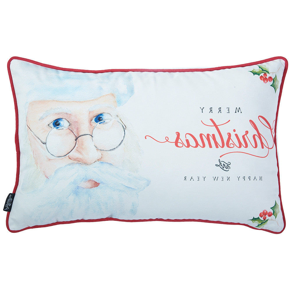 12" X 20" Red and White Christmas Santa Throw Pillow Cover FurniFindUSA