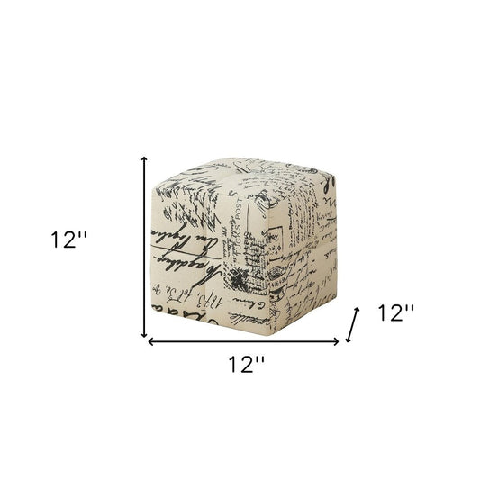 Set of Two Beige And Black Faux Leather Cube Ottoman HomeRoots