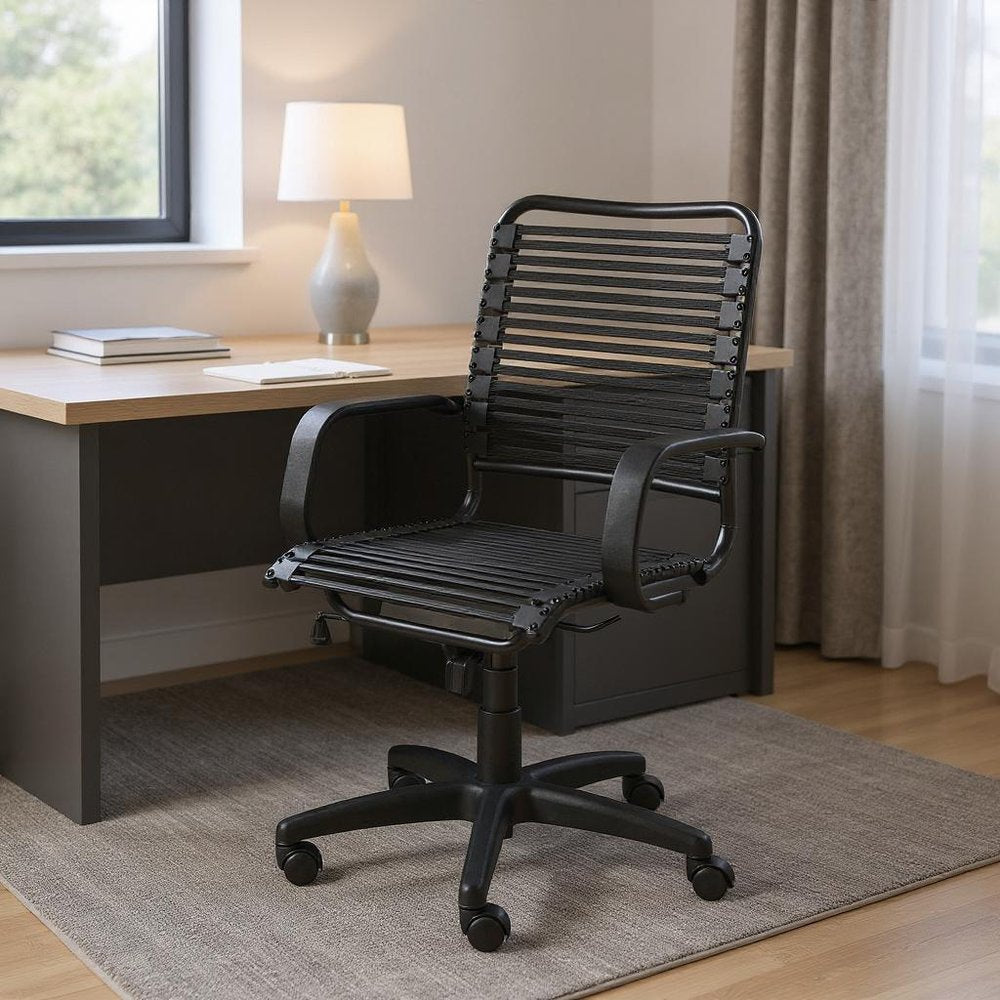 Black Adjustable Swivel Bungee Rolling Office Chair HomeRoots