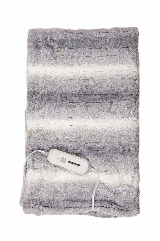 50" X 60" Gray And White Heated Electric Striped Throw Blanket HomeRoots