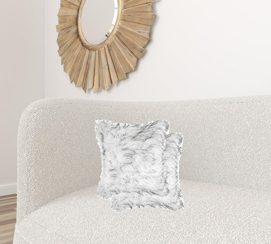 18" X 18" X 5" Gradient Gray Faux Fur 2Pack Pillow FurniFindUSA