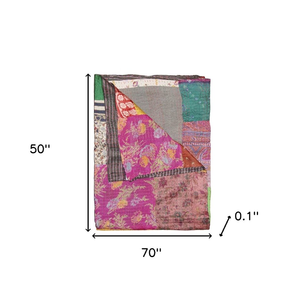 50" X 70" Silk Multicolor Throws HomeRoots