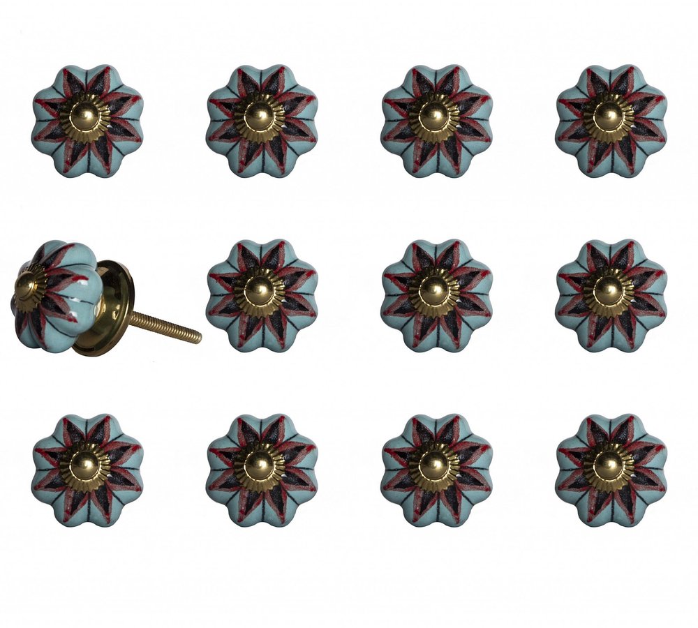 1.5" X 1.5" X 1.5" Ceramic Metal Multicolor 12 Pack Knob HomeRoots