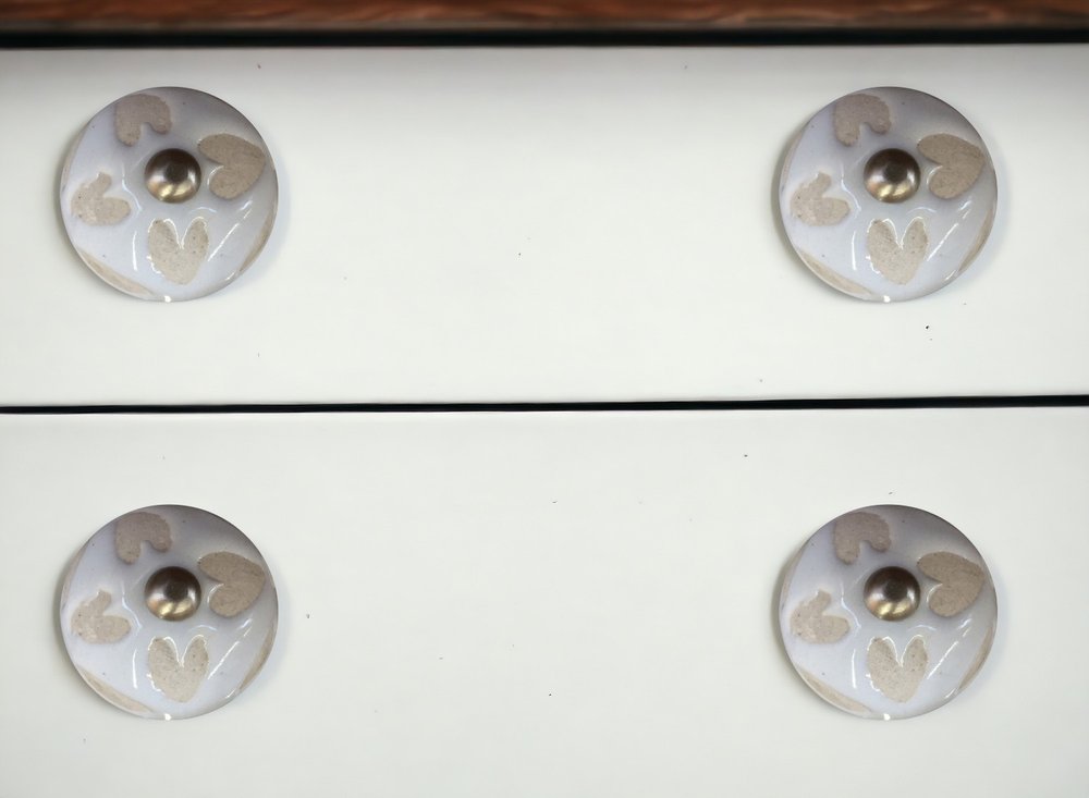 Set of Twelve Beige And White Floral Ceramic Drawer Pull Knobs HomeRoots
