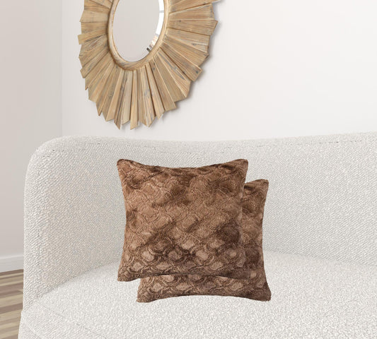 20" X 20" X 5" Acrylic Plush Polyester Polyfill Brown 2 Pack Pillow FurniFindUSA