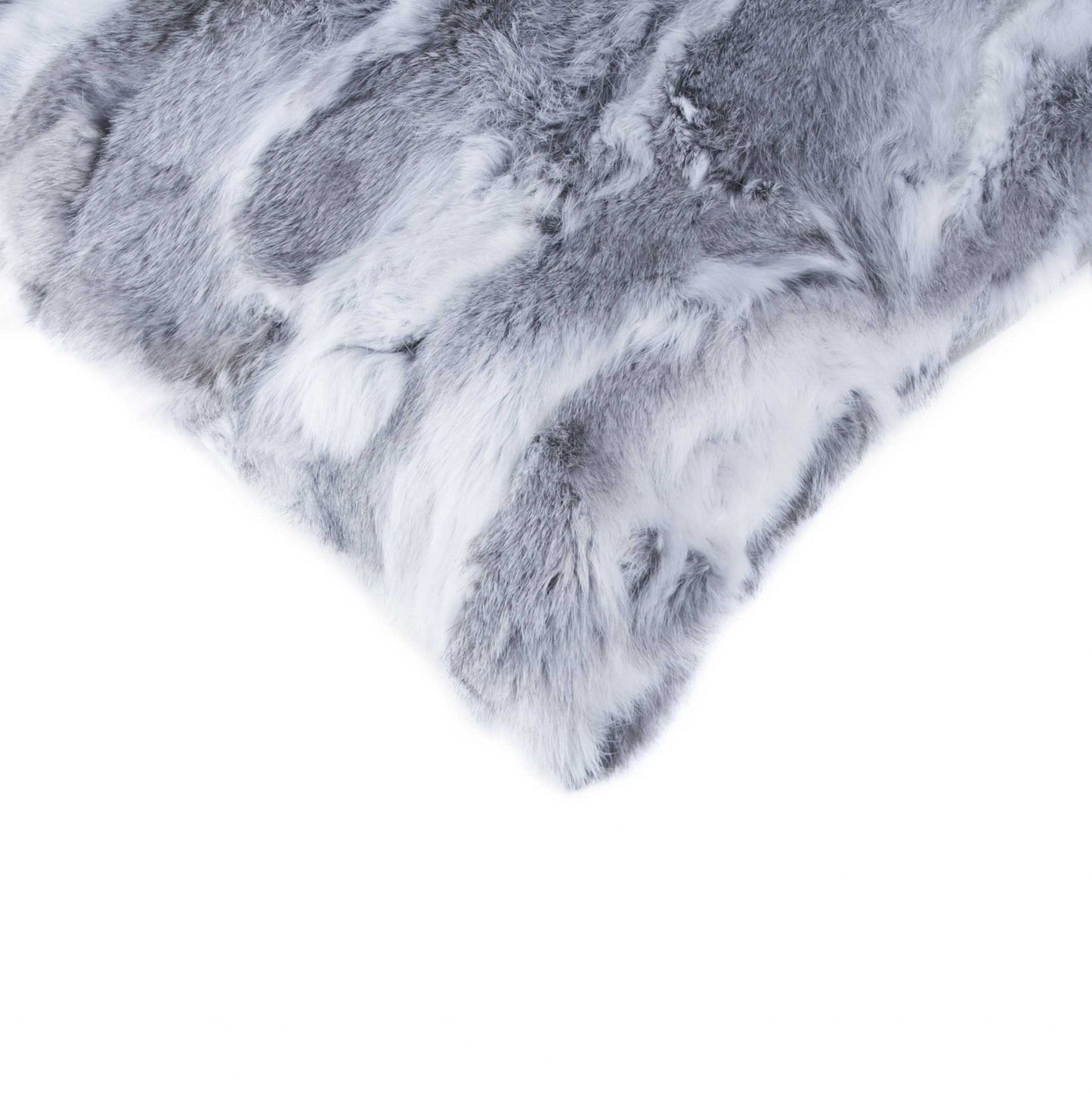 5" X 12" X 20" 100% Natural Rabbit Fur Grey Pillow FurniFindUSA