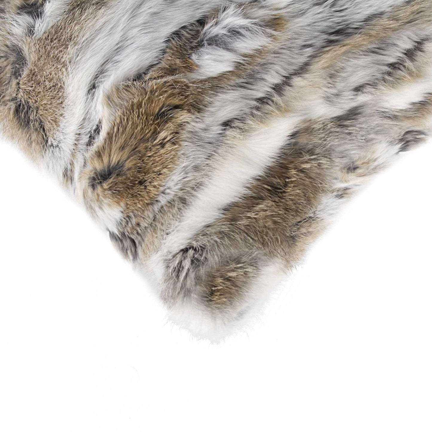 5" X 12" X 20" 100% Natural Rabbit Fur Tan And White Pillow FurniFindUSA