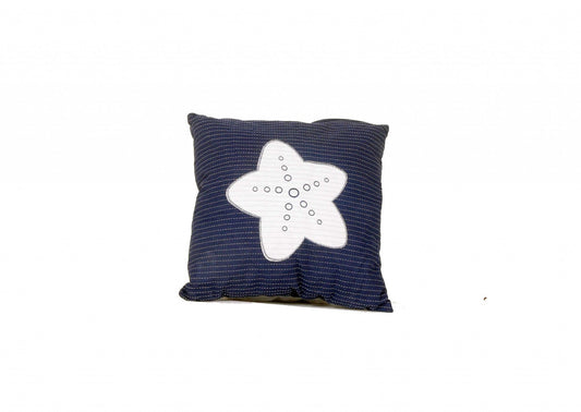 17" Blue and White Linen Throw Pillow 5.0" (L) x 16.5" (W) x 16.5" (H) FurniFindUSA