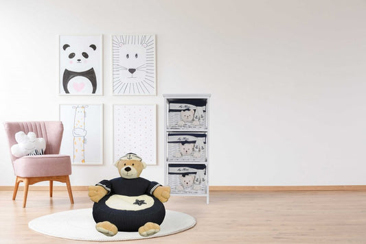 21.65" X 21.65" X 19.68" Whitebluenavy Bear Chair HomeRoots