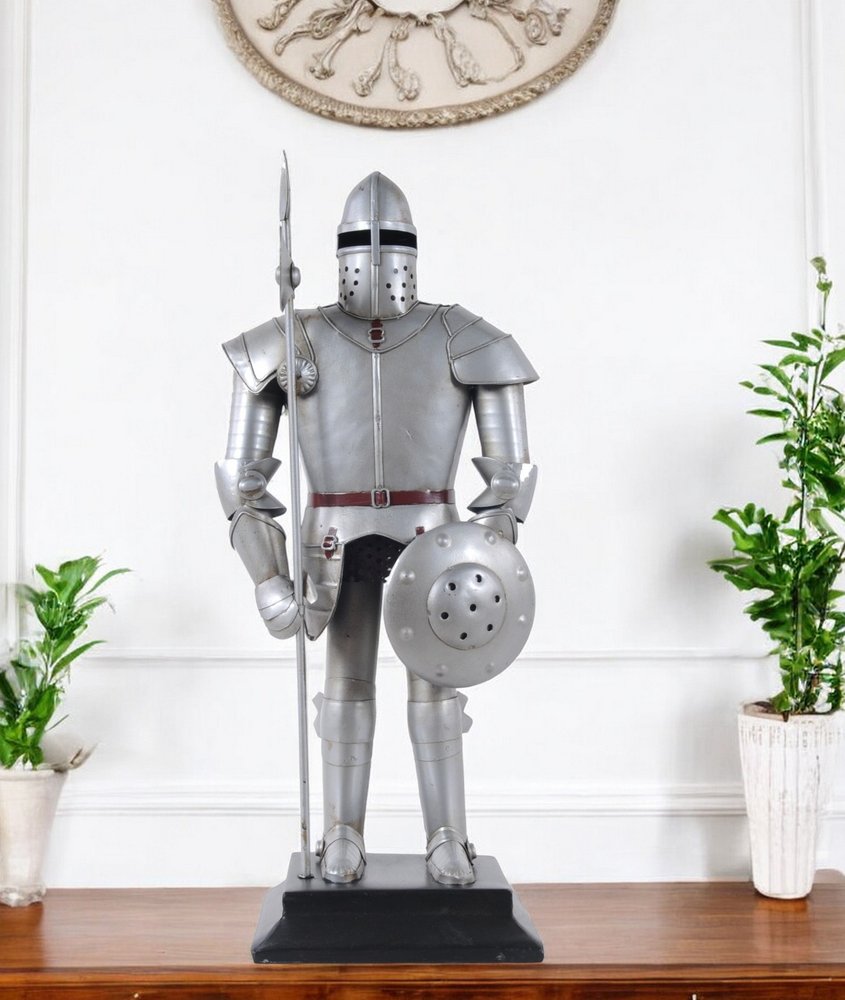 17" Silver Metal Hand Painted Figurine Tabletop Sculpture HomeRoots