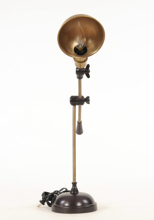 20" Black Metal Adjustable Desk Table Lamp With Gold Bowl Shade HomeRoots