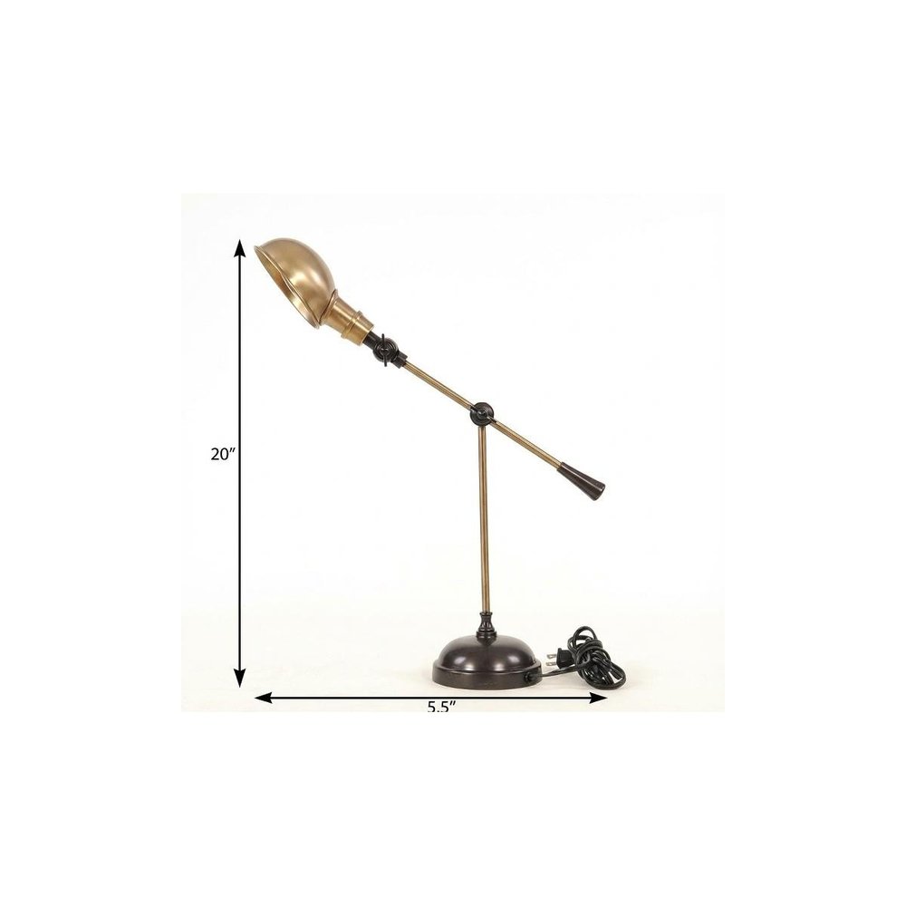 20" Black Metal Adjustable Desk Table Lamp With Gold Bowl Shade HomeRoots