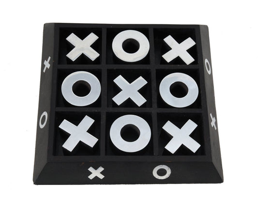 Nickel And Dark Wood Tic Tac Toe Game Sculpture HomeRoots