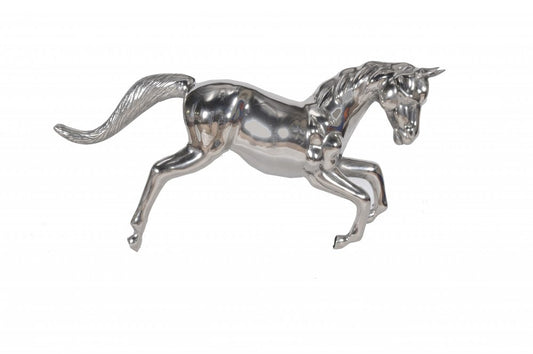 19" Nickel Metal Horse Figurine Tabletop Sculpture HomeRoots