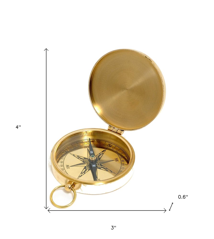 Shiny Brass Marine Compass With Lid HomeRoots