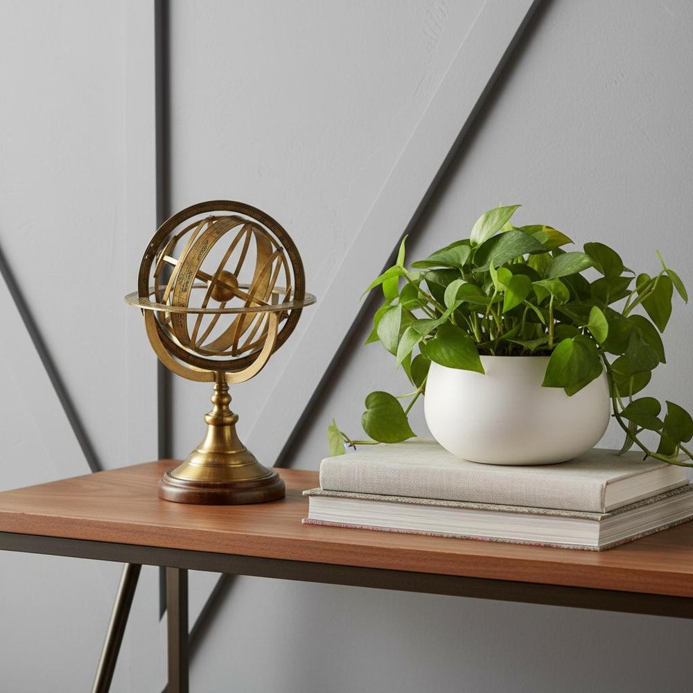 7" X 7" X 11.5" Armillary Sphere On Wood Base HomeRoots