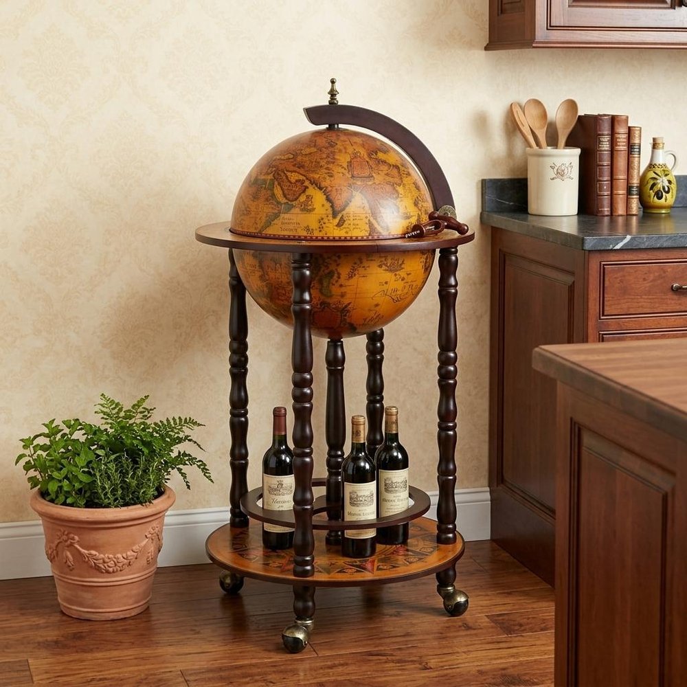 17" X 17" X 35" Globe Bar Table 330Mm 4 Legs Stand Red HomeRoots