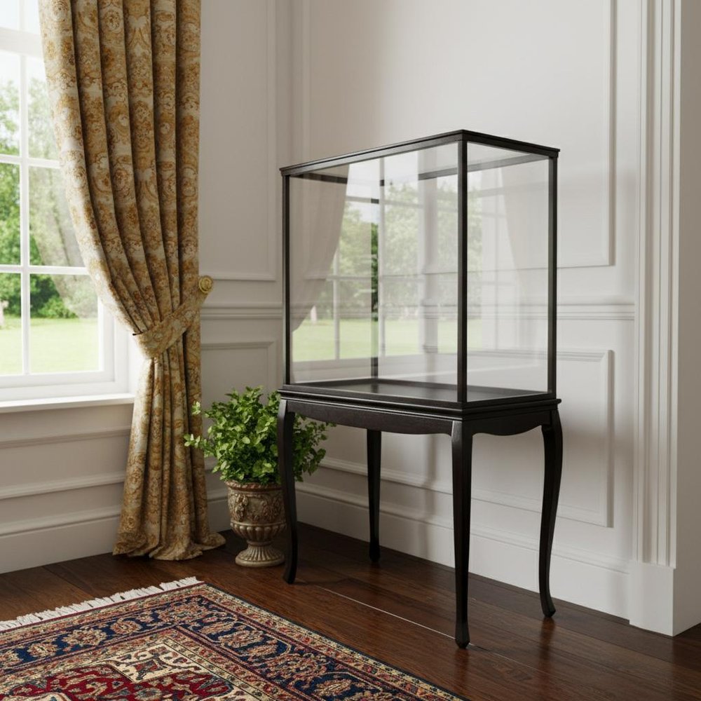 14" Black And Clear Glass Standard Display Stand HomeRoots