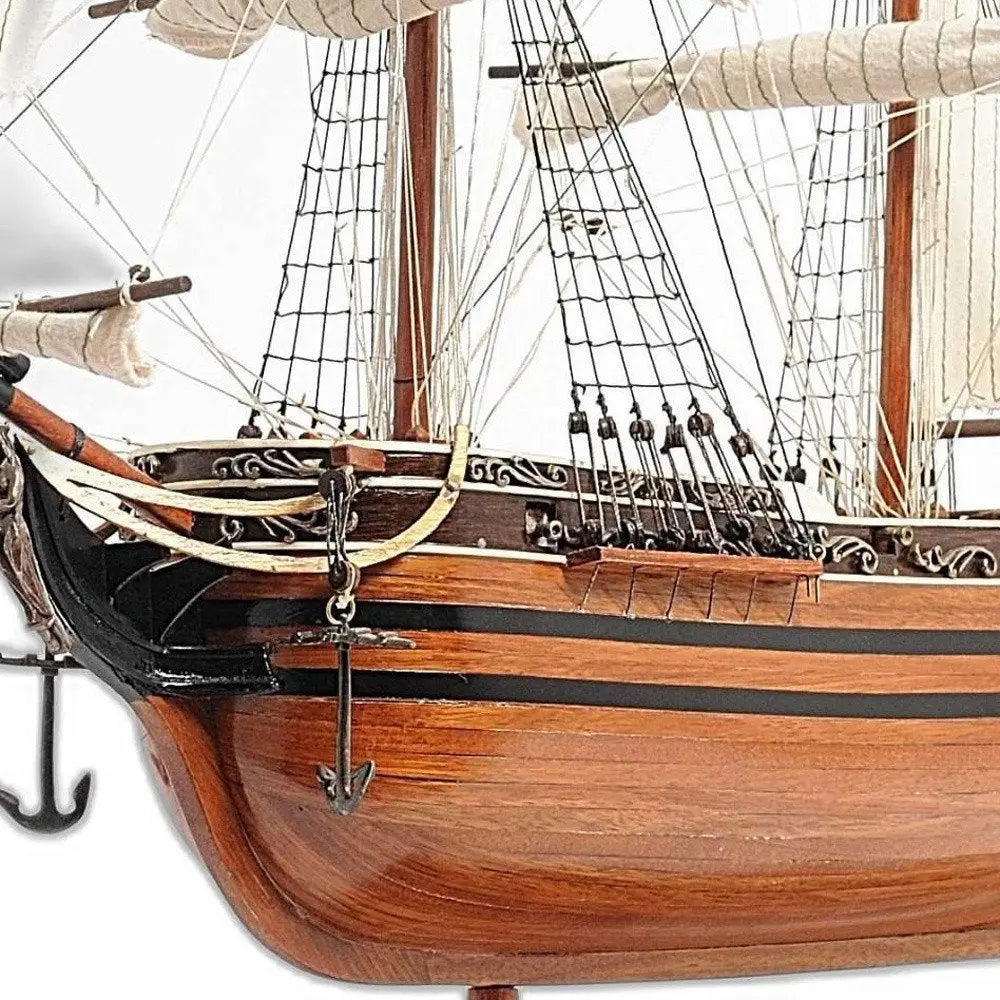 24" Brown Manufactured Wood Boat Hand Painted Sculpture HomeRoots