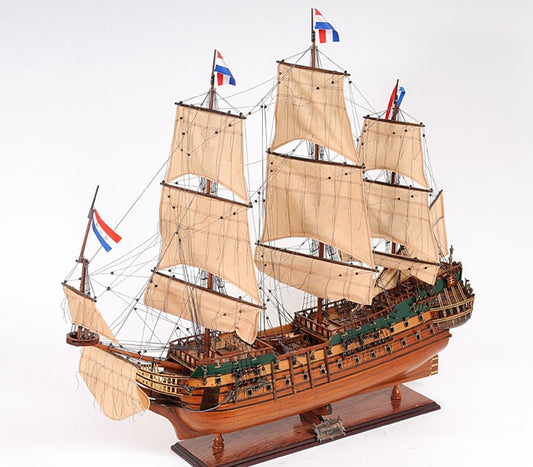 26" Brown Solid Wood Hand Painted Model Boat HomeRoots