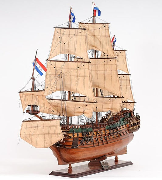 35" Brown Solid Wood Hand Painted Model Boat HomeRoots