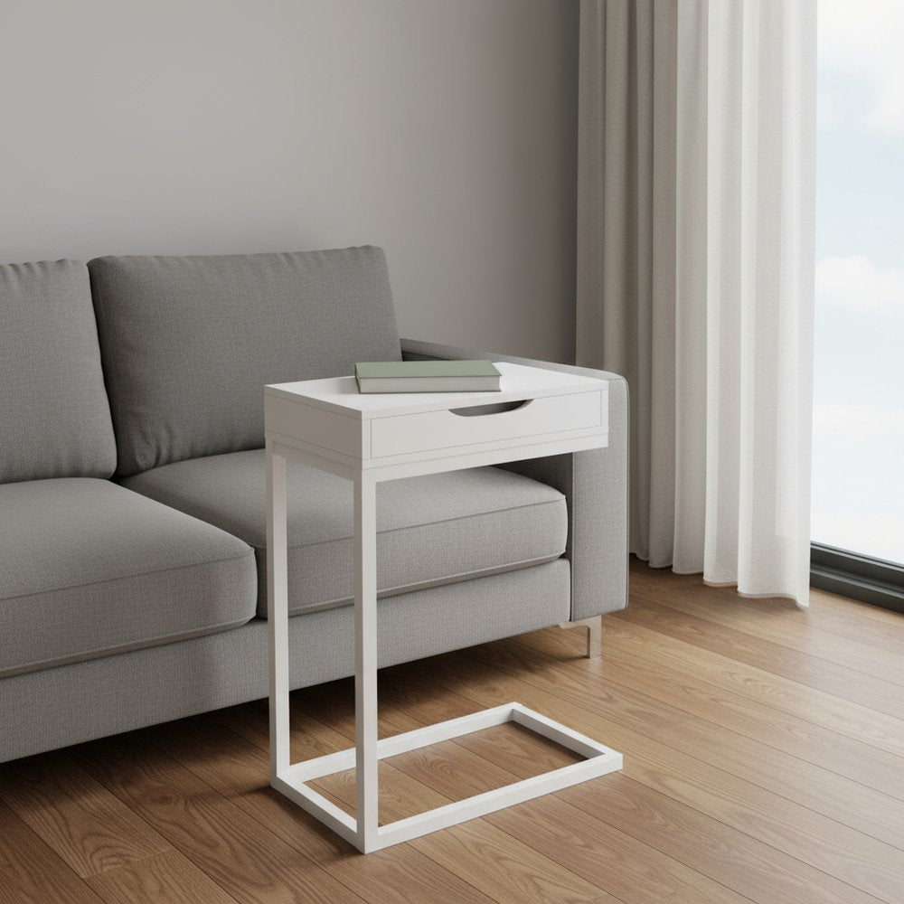 16" X 10.25" X 24.5" White Metal With A Drawer Accent Table HomeRoots