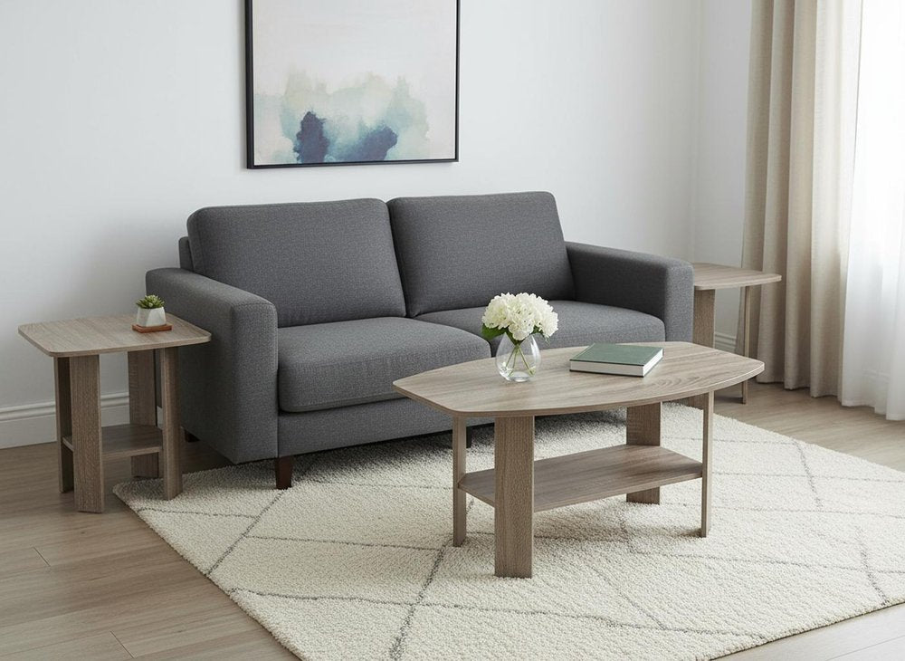 Set of Three 36" Taupe Coffee Table With Shelf HomeRoots