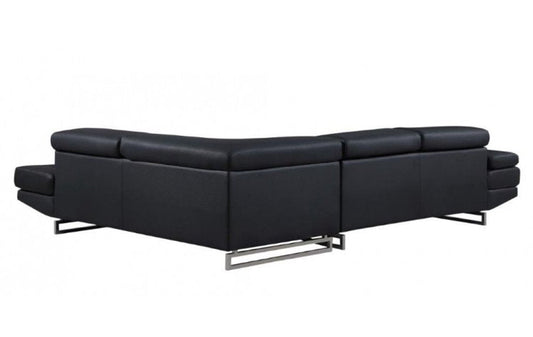 Black Leather L Shaped Two Piece Corner Sectional HomeRoots