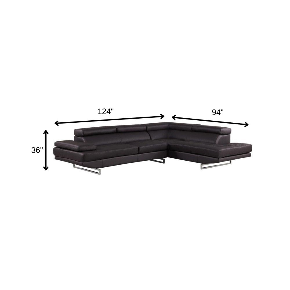 Brown Leather L Shaped Two Piece Corner Sectional HomeRoots