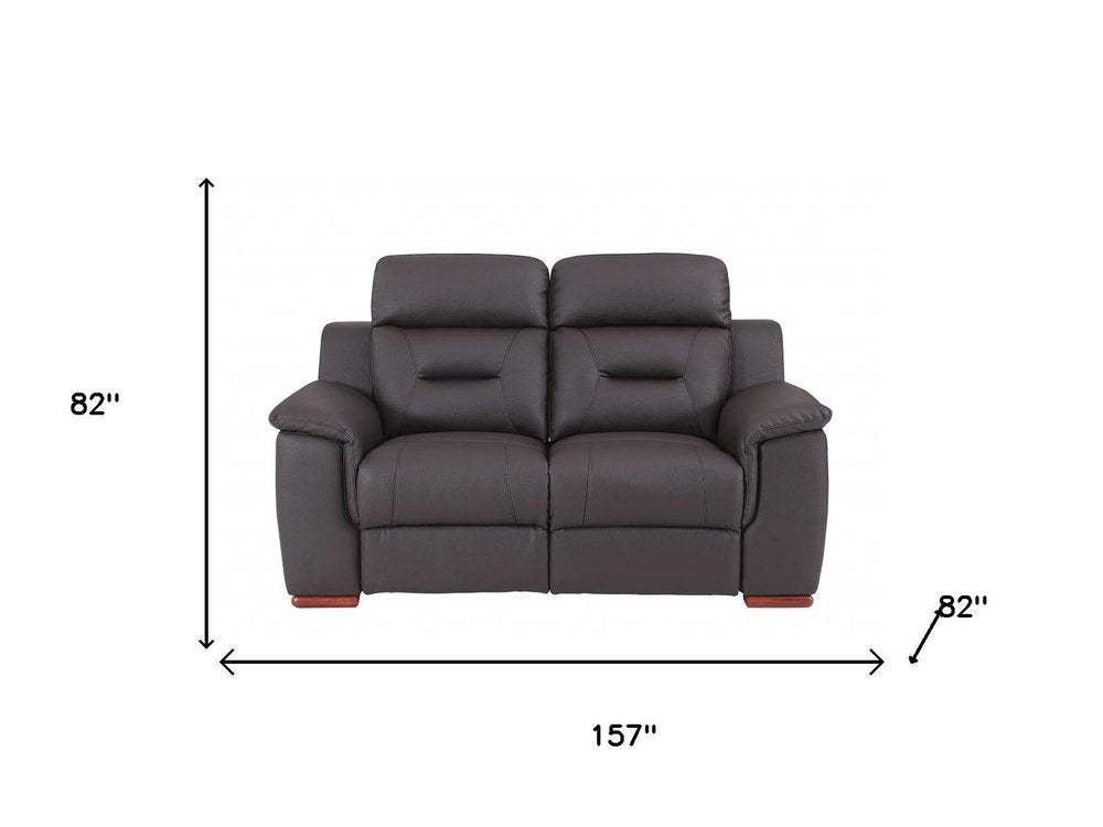 Two Piece Indoor Brown Genuine Leather Five Person Seating Set HomeRoots