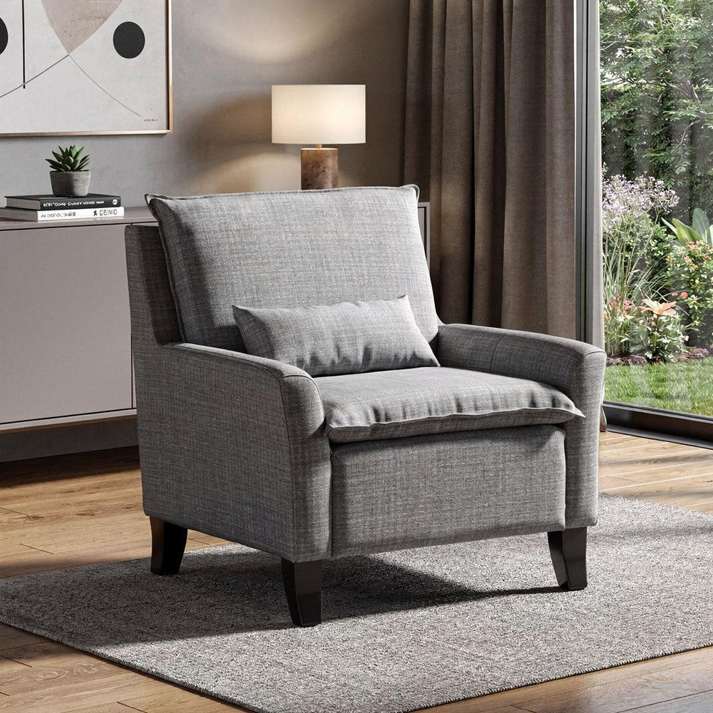 32" Gray And Black Fabric Arm Chair HomeRoots