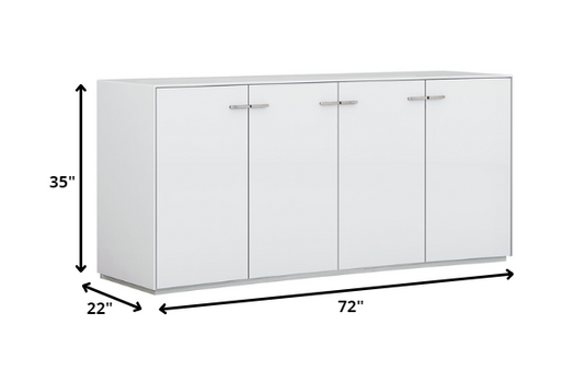 72" White Buffet Table with Four Doors HomeRoots