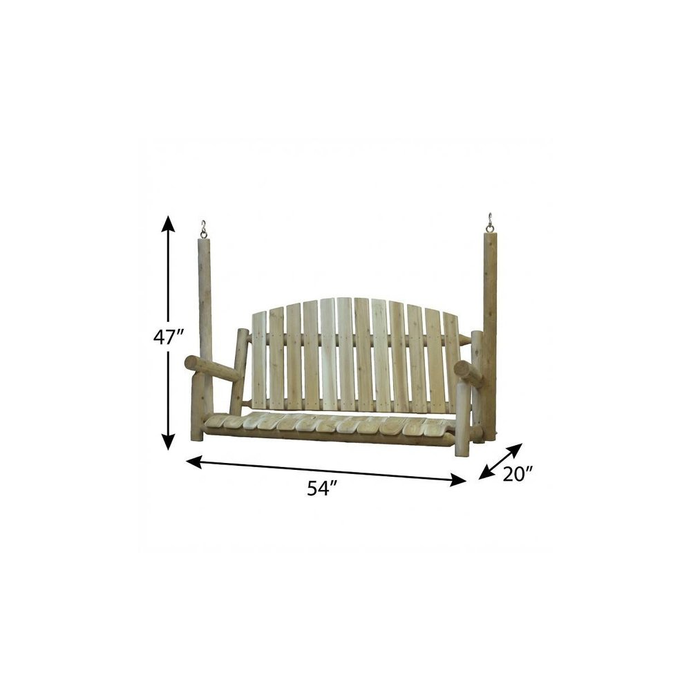 71" Natural Solid Wood Swing Chair HomeRoots