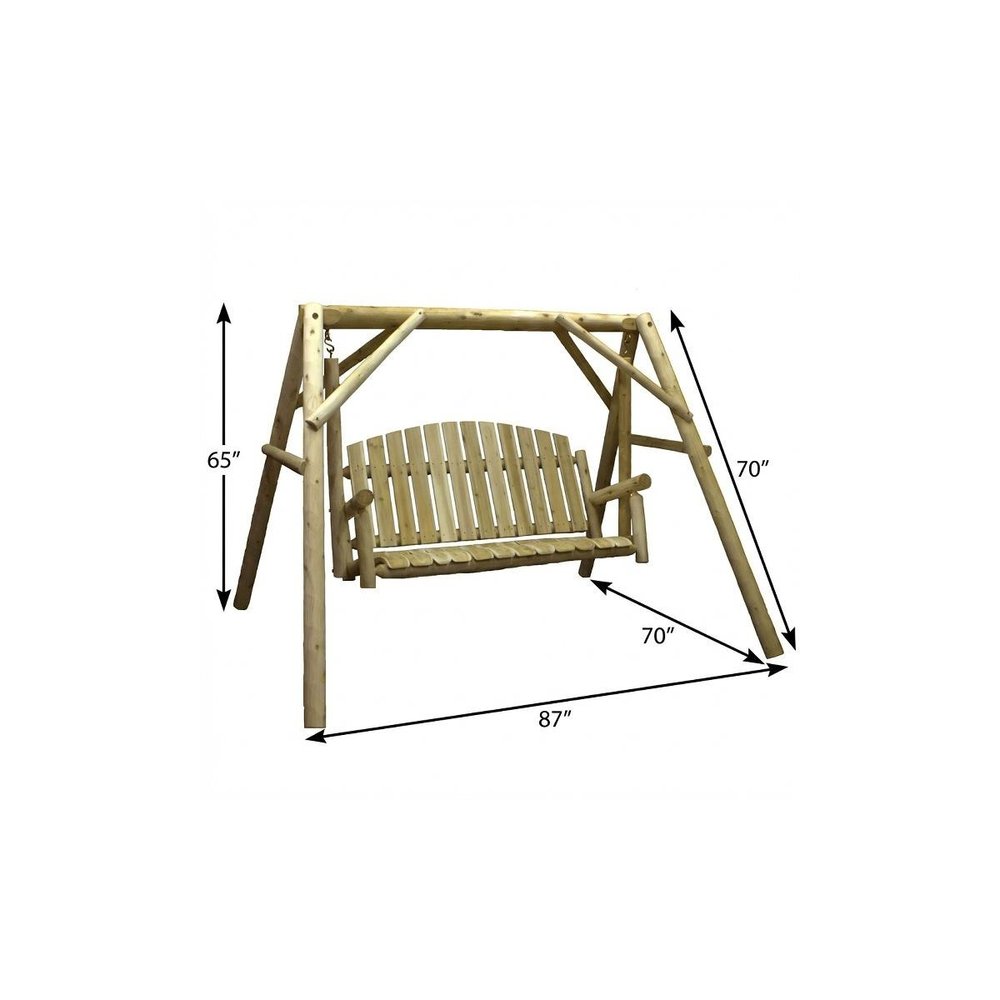 87" Natural Solid Wood Swing Chair HomeRoots