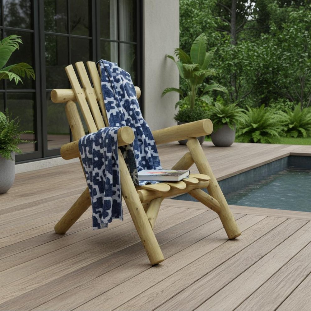 28" X 30" X 39" Natural Wood Lounge Chair HomeRoots