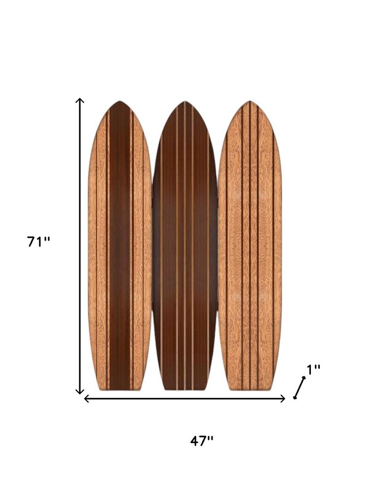 71" Brown Wood Folding Three Panel Screen Room Divider HomeRoots