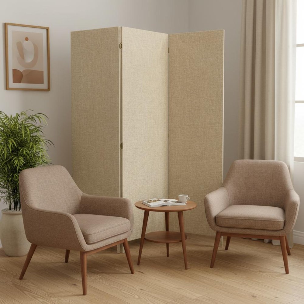 71" Brown Folding Three Panel Screen Room Divider HomeRoots